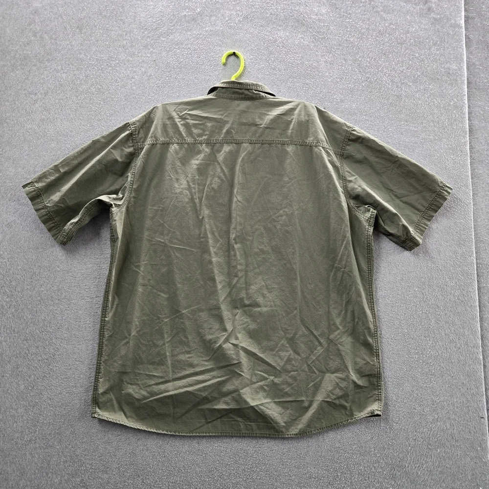 Eddie Bauer Men Button Up Shirt XL Green Ripstop Utility Safari Outdoor READ